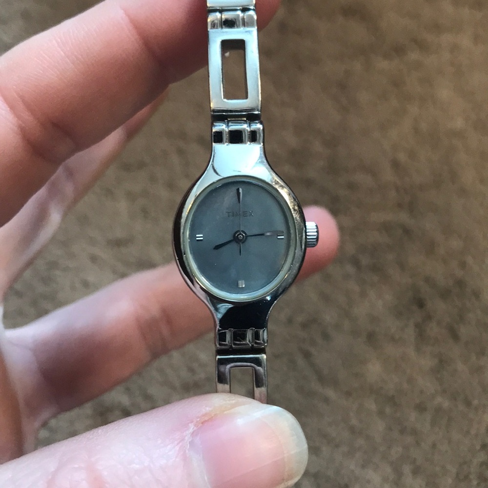 Silver linked Timex watch